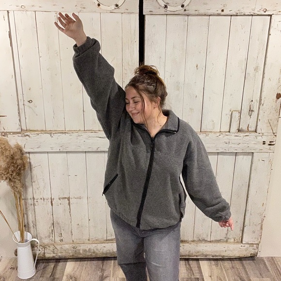 Eddie Bauer fuzzy zip up - Picture 2 of 5